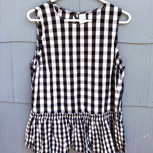 LARGE Time and Tru Gingham Peplum Top